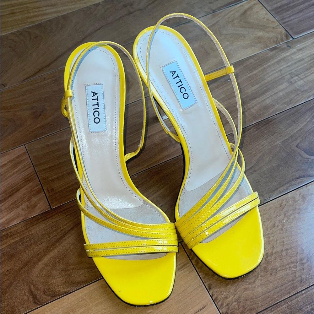 The Attico Bright Yellow Strappy Heels